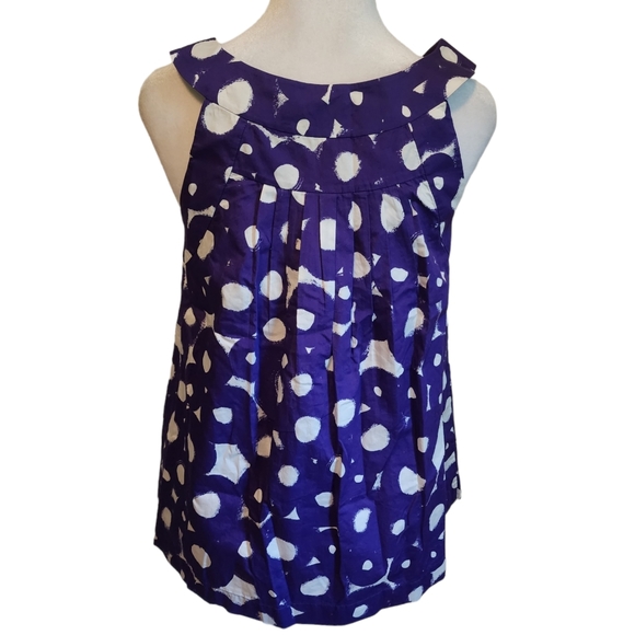 EUC Theory Purple & White Geometric Circles Halter Style Top - Picture 5 of 10